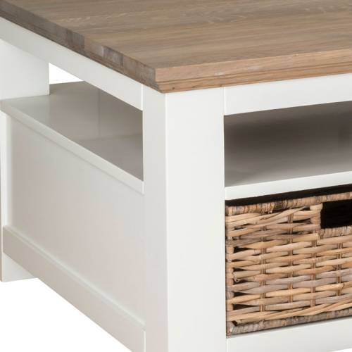 Table basse rectangulaire Victoria Pin - Classique chic