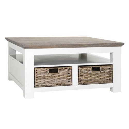 Table basse carrée Victoria Pin - Classique chic