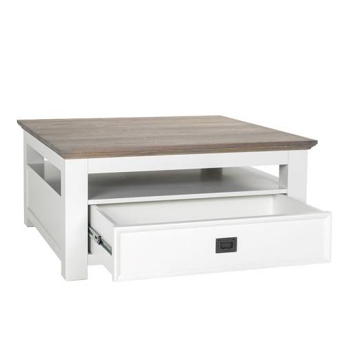 Table basse carrée Victoria Pin - Classique chic