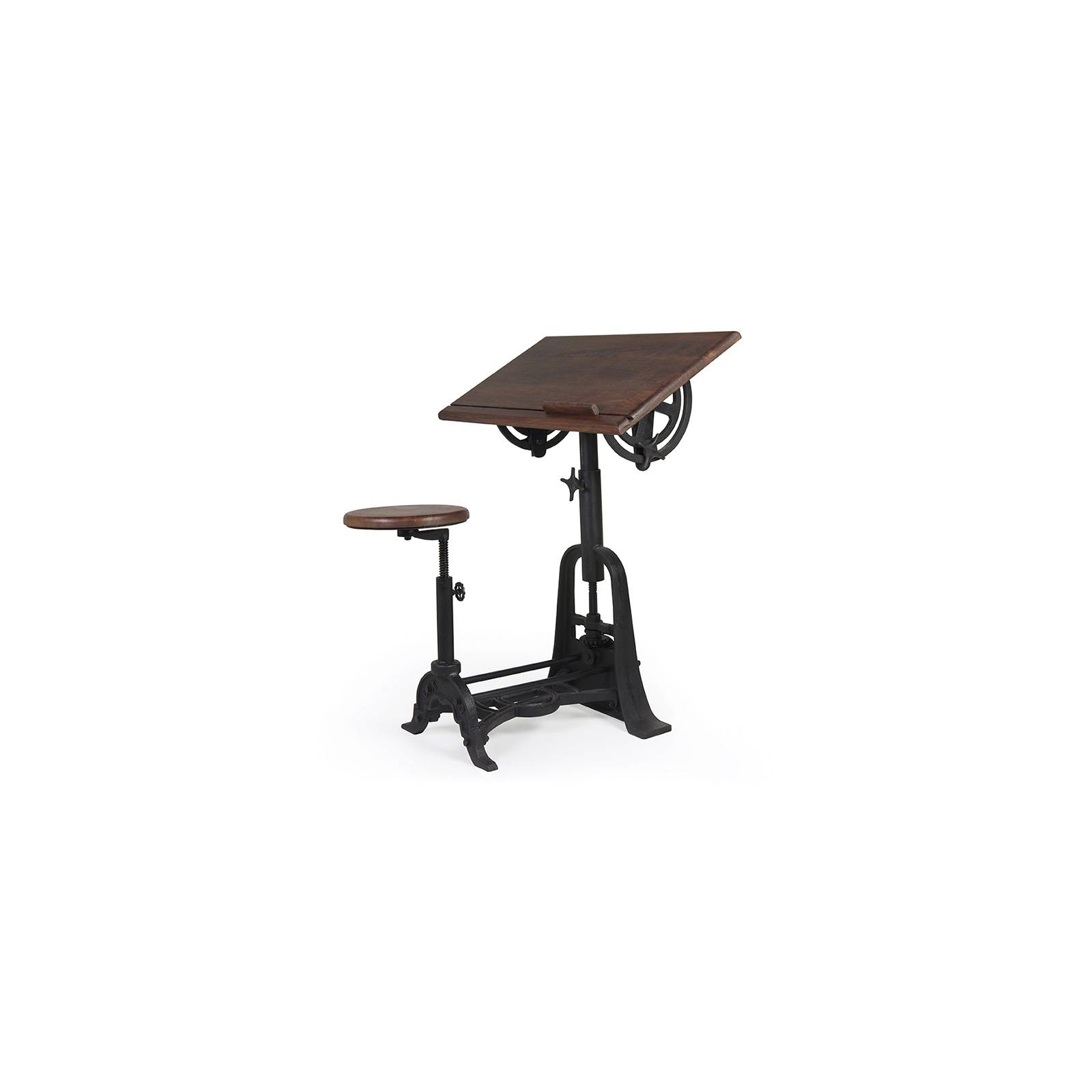 Bureau d'architecte + tabouret Industriel Manguier