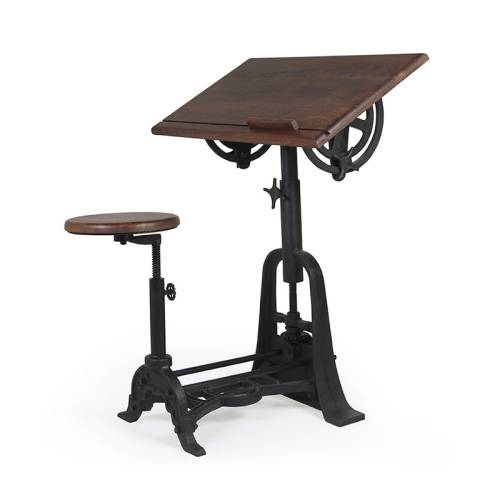 Bureau d'architecte + tabouret Industriel Manguier