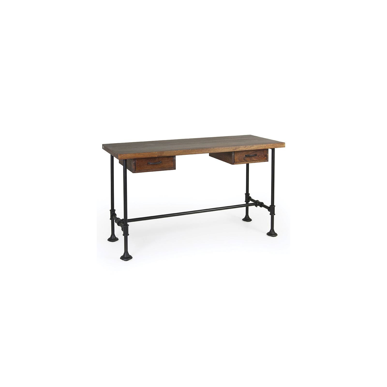 Bureau 2 tiroirs Industriel Manguier