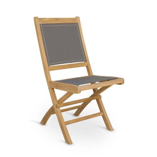 Chaise de jardin pliante en tissu Greenwood Teck bois massif