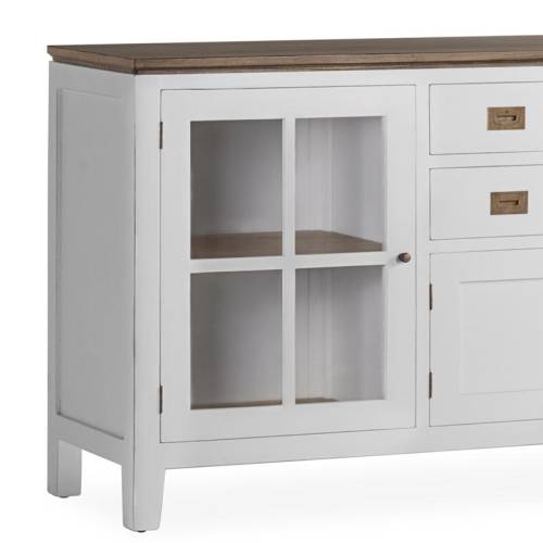 Buffet bas vitré trois tiroirs Mindy Hatiya - Exotique