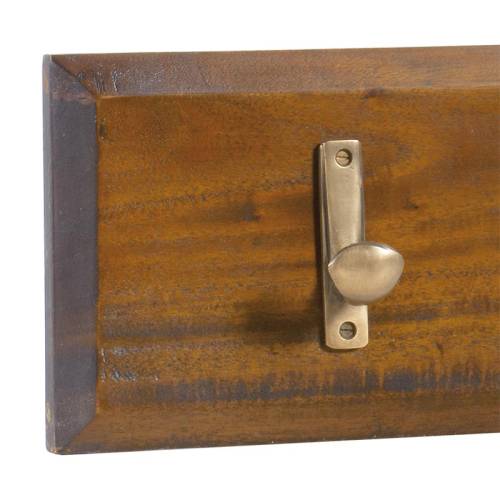 Porte manteau mural en bois 3 patères Acajou Colonial