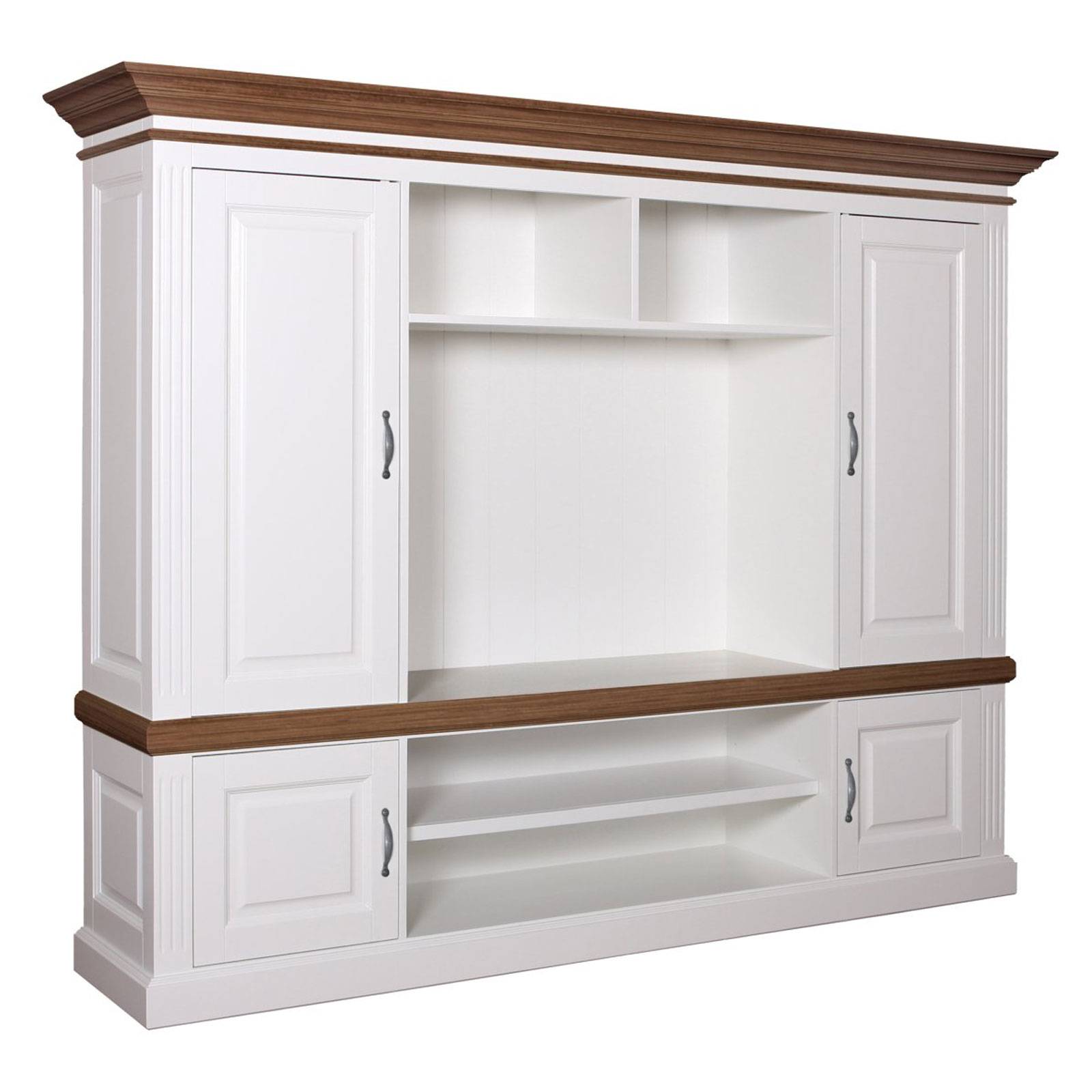 Meuble TV 2x2 portes "Chêne et Pin Romance" - achat grand meuble tv