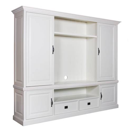 Meuble TV 2x2 portes 2 tirois "Pin Charme" - grand meuble tv