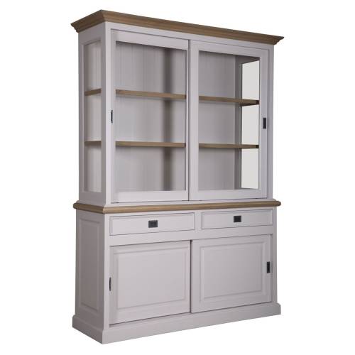Buffet vitrine 4 portes | Pin et Chêne Charme - Classique chic