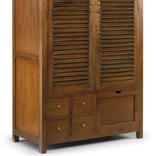 Armoire penderie Colonial Acajou Massif - chambre déco exotique 