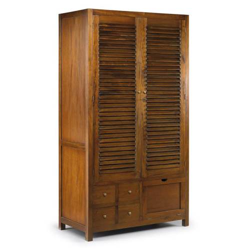 Armoire penderie Colonial Acajou Massif - bois exotique