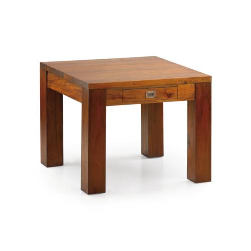 Table basse carrée Colonial Acajou Massif - meuble en bois exotique
