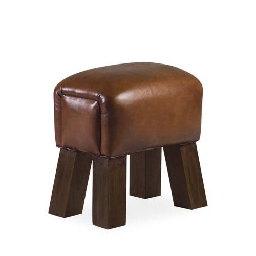 Tabouret rectangulaire en cuir | Teck