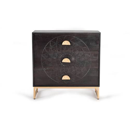 Commode noire en manguier massif