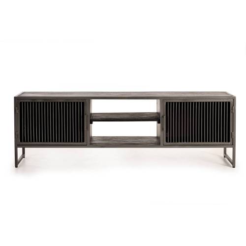 Meuble TV avec rangement en manguier et métal