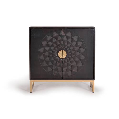 Buffet noir et bois en manguier