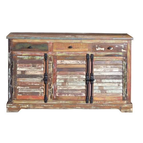 Buffet bois recyclé massif multicolore