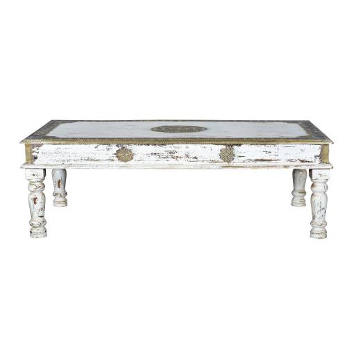 Table basse en bronze et manguier massif