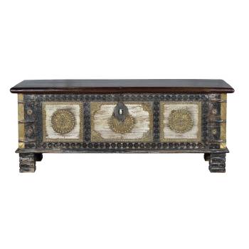 Coffre Opium 130x48x45cm - Sapin Massif Recyclé - Naturel - Meubles