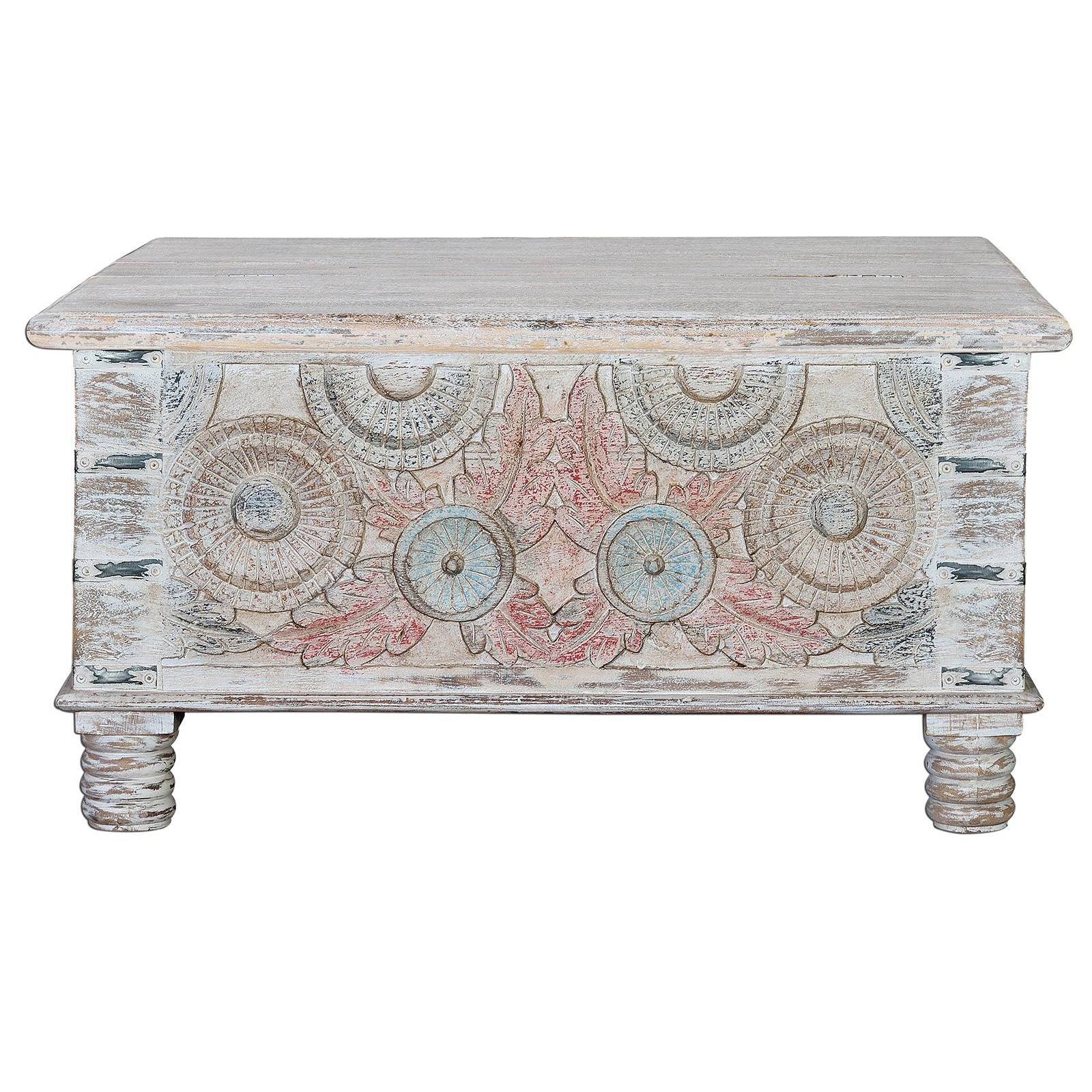 Table Basse Coffre Table de Salon Bois Massif Vintage Shabby Loft