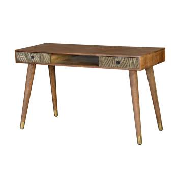 Bureau bois metal 2 tiroirs