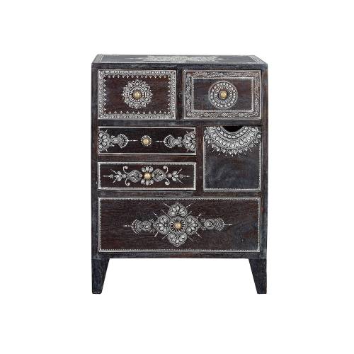 Table de chevet noir en bois massif