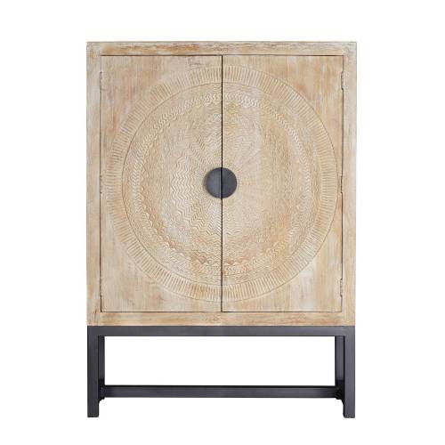 Armoire bois et metal en manguier massif