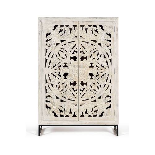 Armoire blanche sculptée à la main