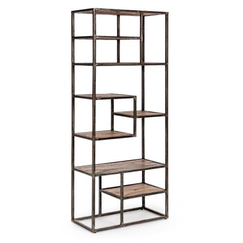 Étagère design en acacia et métal