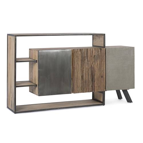 Commode 3 portes en bois recyclé et fibre ciment