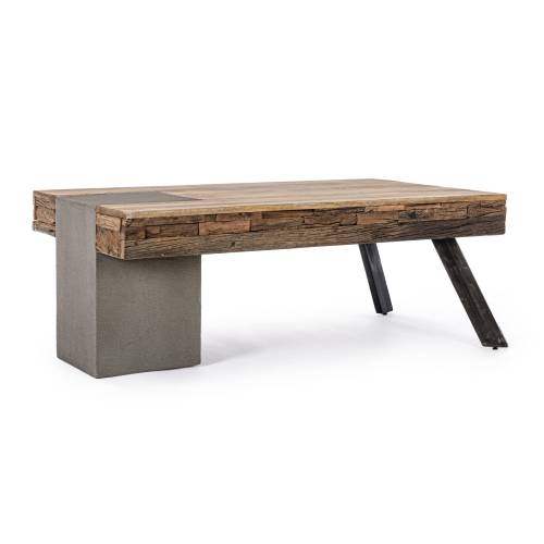 Table basse ciment et bois recyclé