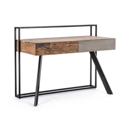 Bureau 2 tiroir en bois recyclé et fibre ciment