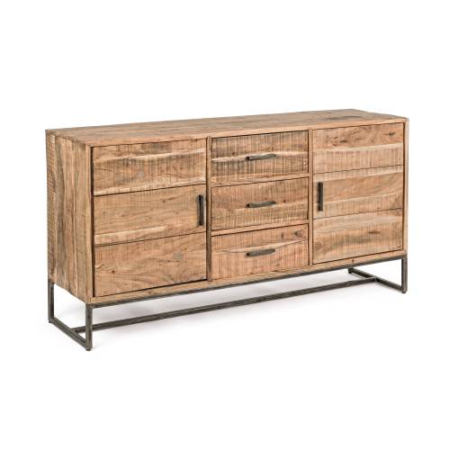 Buffet 2 portes bois en acacia et métal