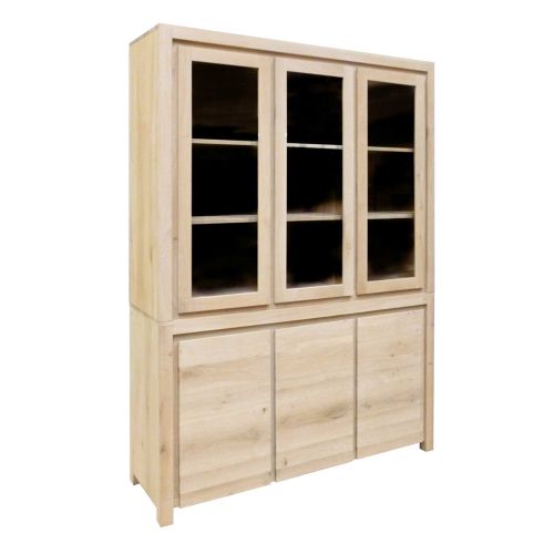 Buffet vaisselier vitrée moderne | Chêne Tibo - Contemporain