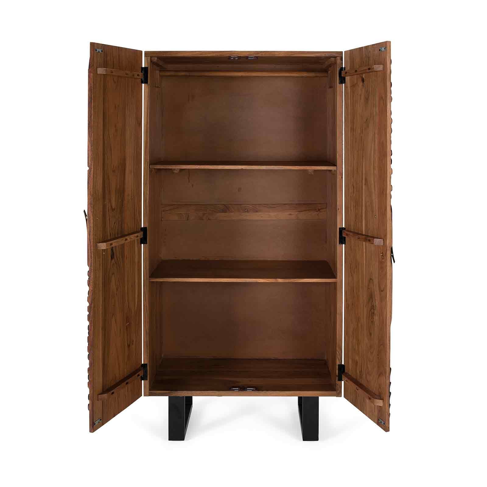 Armoire ancienne bois massif exotique 167cm - Meuble Rangement