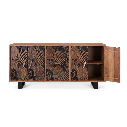 Buffet 4 portes 3 tiroirs | Acacia Gravure