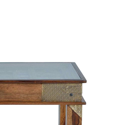 Table basse bois et doré | Trésor