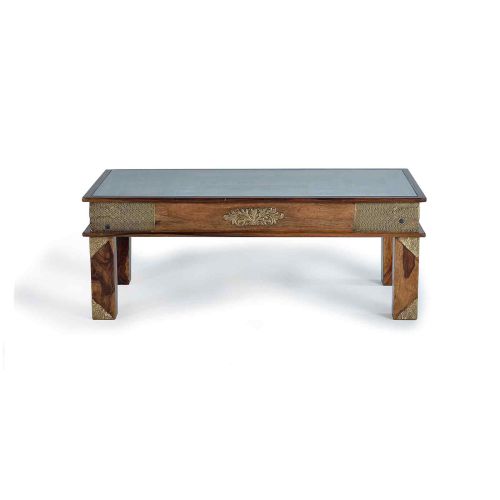 Table basse bois et doré | Trésor