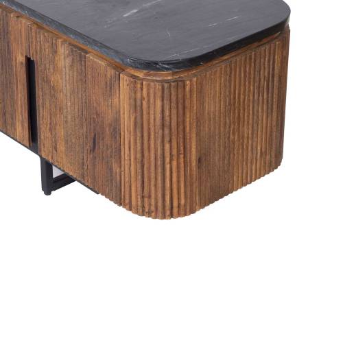 Grand meuble Tv plateau marbre noir | Manguier Luxe
