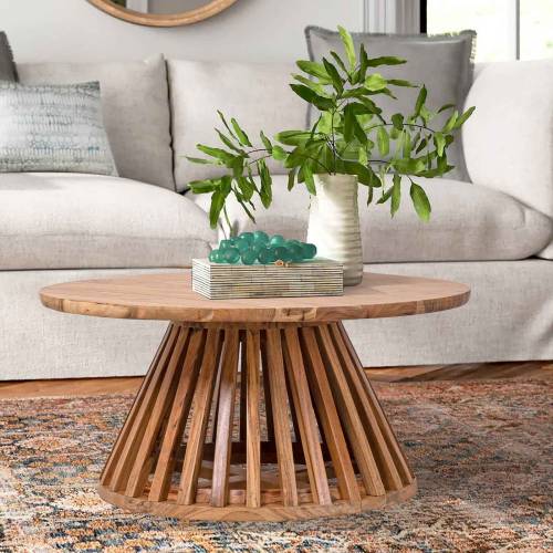 Table basse ronde bois massif | Acacia Luxe