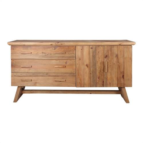 Buffet 3 tiroirs 2 portes en pin recyclé
