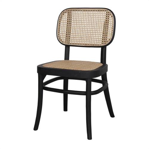 Chaise tressée noir en bois d'orme