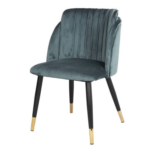 Chaise tissu bleu en velours