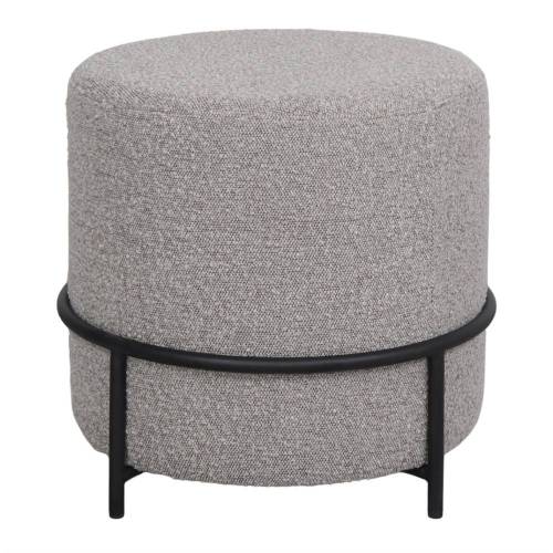 Pouf tapissé gris et métal