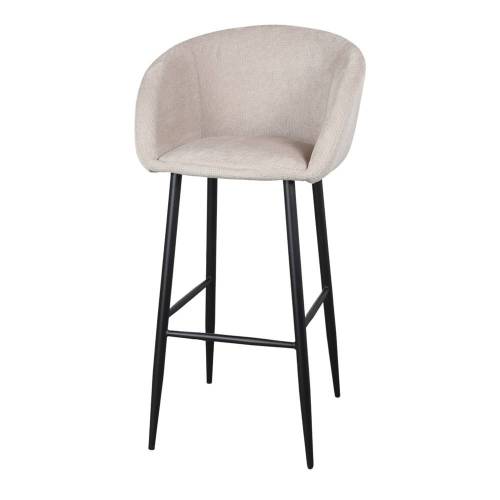 Tabouret bar gris clair en tissu en métal