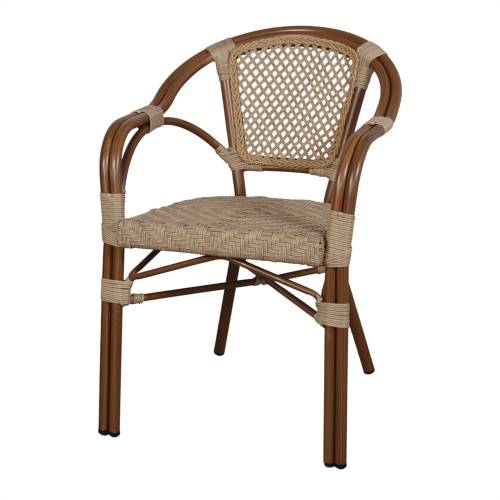 Chaise rotin accoudoir structure alu