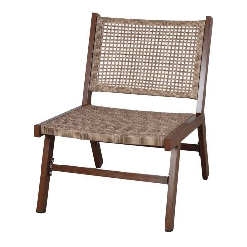 Fauteuil rotin synthétique et métal impression bois