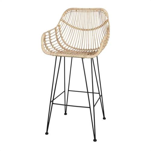 Tabouret haut rotin et métal | Mix & Match