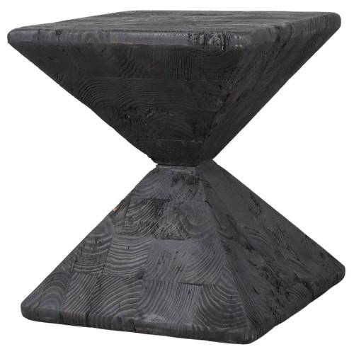 Bout de canapé noir en pin recyclé