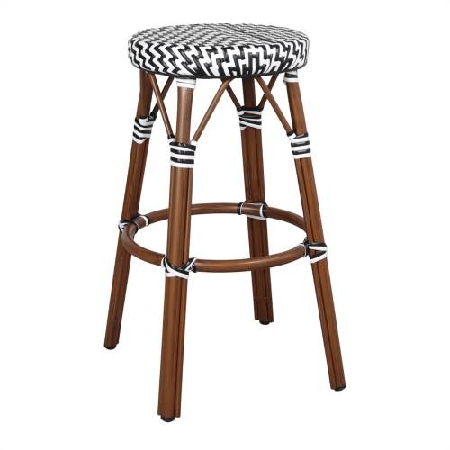 Tabouret d'extérieur en rotin synthétique et alu