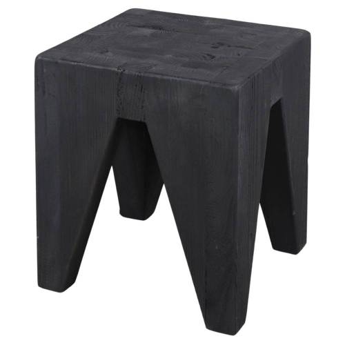 Tabouret bois noir recyclé